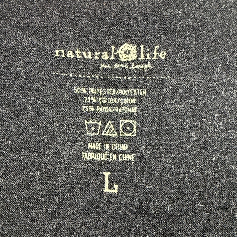 Natural Life Womens Tank Top Sz L Charcoal Gray Graphic Boho Festival Beach - Picture 7 of 8